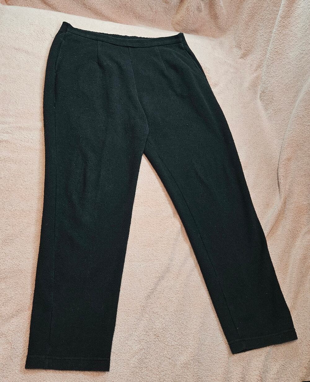 Liz Claiborne Pull-On Pants Size L Black Knit Texture with Pockets
